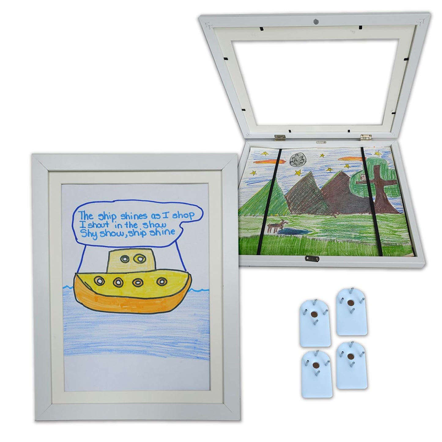 [2-Pack] Kids Art Frame can hold standard paper sizes of 8.5 x 11 inches, Holds 70 Pcs children's masterpiece, Changeable, Front opening (Black & White)