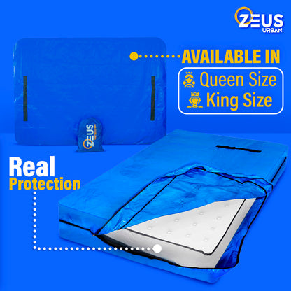 Mattress Bag for Moving or Storage, King and Queen Size, Strong Material and Zipper - with 8 Strong Convenient Handles.