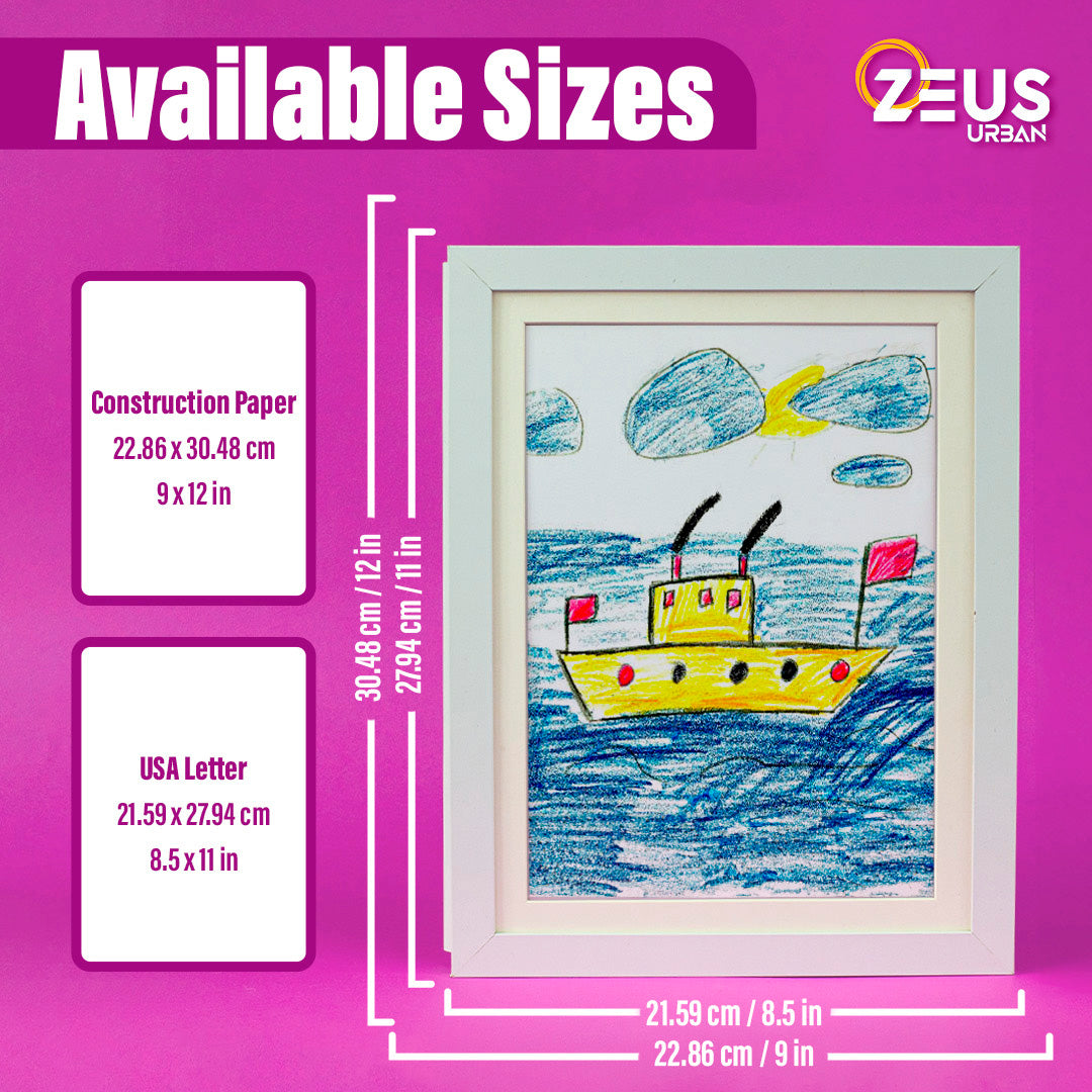 [2-Pack] Kids Art Frame can hold standard paper sizes of 8.5 x 11 inches, Holds 70 Pcs children's masterpiece, Changeable, Front opening (Black & White)