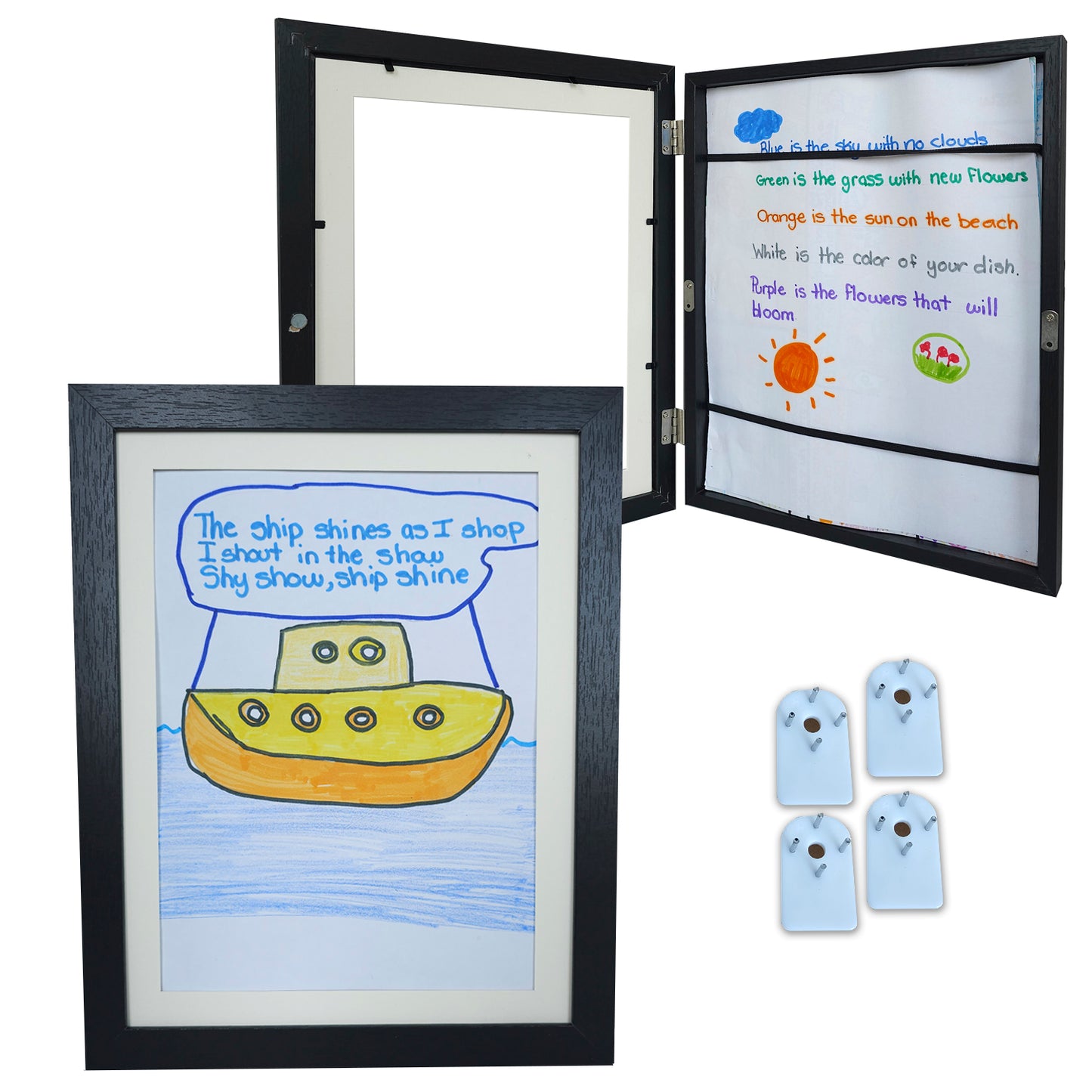 [2-Pack] Kids Art Frame can hold standard paper sizes of 8.5 x 11 inches, Holds 70 Pcs children's masterpiece, Changeable, Front opening (Black & White)